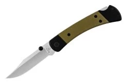 Buck Knives 110 Folding Hunter Sport Knife, Aluminum Frame, OD Green Micarta Scales, BOS S30V Blade W/ Pocket Clip