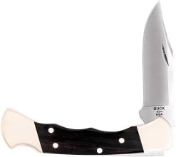 Buck Knives 112 Ranger Finger Groove Genuine Ebony Wood Folding Knife W/ Upgraded Suede Leather Sheath -Knife discount store 0112brsfg.1