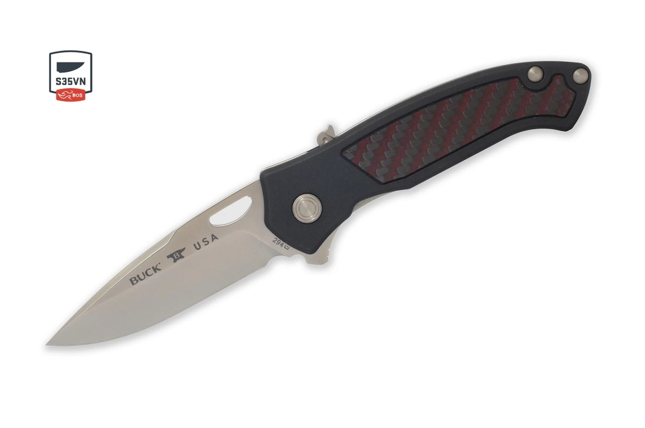 Buck Knives 294 Red/Black Carbon Fiber Momentum Assisted Opening Folding Knife (Out Of Production) 1 Buck Knives 294 Red/Black Carbon Fiber Momentum Assisted Opening Folding Knife (Out Of Production)