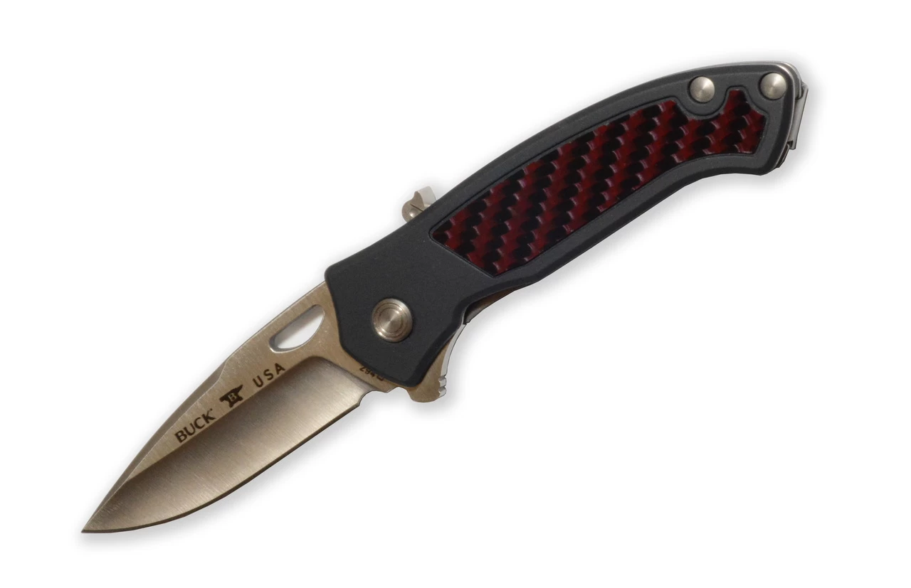 Buck Knives 294 Red/Black Carbon Fiber Momentum Assisted Opening Folding Knife (Out Of Production) 4 Buck Knives 294 Red/Black Carbon Fiber Momentum Assisted Opening Folding Knife (Out Of Production) - Image 4