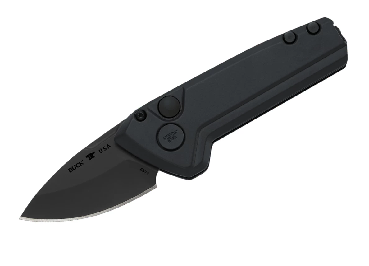 Buck Knives 839 Mini Deploy “Black Out” Auto Folding Knife 1.875″ Drop Point Cerakote S35VN Blade, Black Cerakote Aluminum Handles W/ Clip (California Legal) 1 Buck Knives 839 Mini Deploy “Black Out” Auto Folding Knife 1.875″ Drop Point Cerakote S35VN Blade, Black Cerakote Aluminum Handles W/ Clip (California Legal)