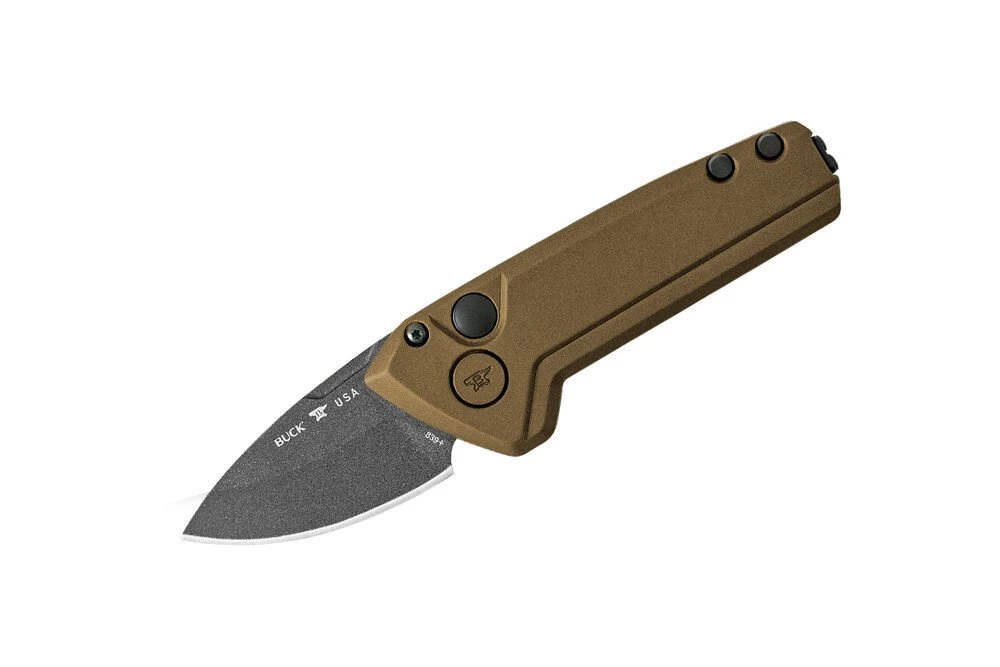 Buck Knives 839 Mini Deploy Auto Folding Knife 1.875″ Drop Point Cerakote 154CM Blade, Burnt Bronze Cerakote Aluminum Handles W/ Clip (California Legal) 1 Buck Knives 839 Mini Deploy Auto Folding Knife 1.875″ Drop Point Cerakote 154CM Blade, Burnt Bronze Cerakote Aluminum Handles W/ Clip (California Legal)