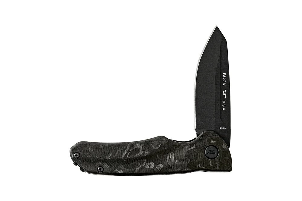 Buck Knives 843 Sprint Ops Ball Bearing Flipper Folding Knife, 3.125″ S45VN Reverse Tanto Blade, Marbled Carbon Fiber Handle W/ Clip 5 Buck Knives 843 Sprint Ops Ball Bearing Flipper Folding Knife, 3.125″ S45VN Reverse Tanto Blade, Marbled Carbon Fiber Handle W/ Clip - Image 5