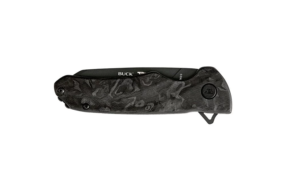 Buck Knives 843 Sprint Ops Ball Bearing Flipper Folding Knife, 3.125″ S45VN Reverse Tanto Blade, Marbled Carbon Fiber Handle W/ Clip 4 Buck Knives 843 Sprint Ops Ball Bearing Flipper Folding Knife, 3.125″ S45VN Reverse Tanto Blade, Marbled Carbon Fiber Handle W/ Clip - Image 4