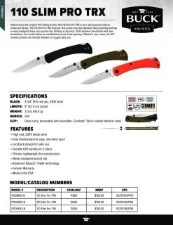 Buck Knives 110 Slim Pro TRX Folding Hunter Knife, OD Green G10 Scales, BOS S30V Blade W/ Pocket Clip -Knife discount store 110 Slim Pro TRX pdf 2