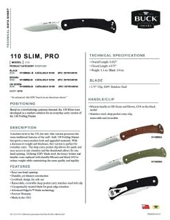 Buck Knives 110 Slim Pro Brown Micarta BOS S30V Folding Hunter Knife W/ Clip (Out Of Production) -Knife discount store 110 Slim Pro pdf