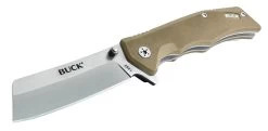 Buck Knives 252 Trunk Tan G-10 Cleaver Folding Knife W/ Clip 0252TNS-B 9 Buck Knives 252 Trunk Tan G-10 Cleaver Folding Knife W/ Clip 0252TNS-B -Knife discount store 252TNS Trunk Angled scaled 1