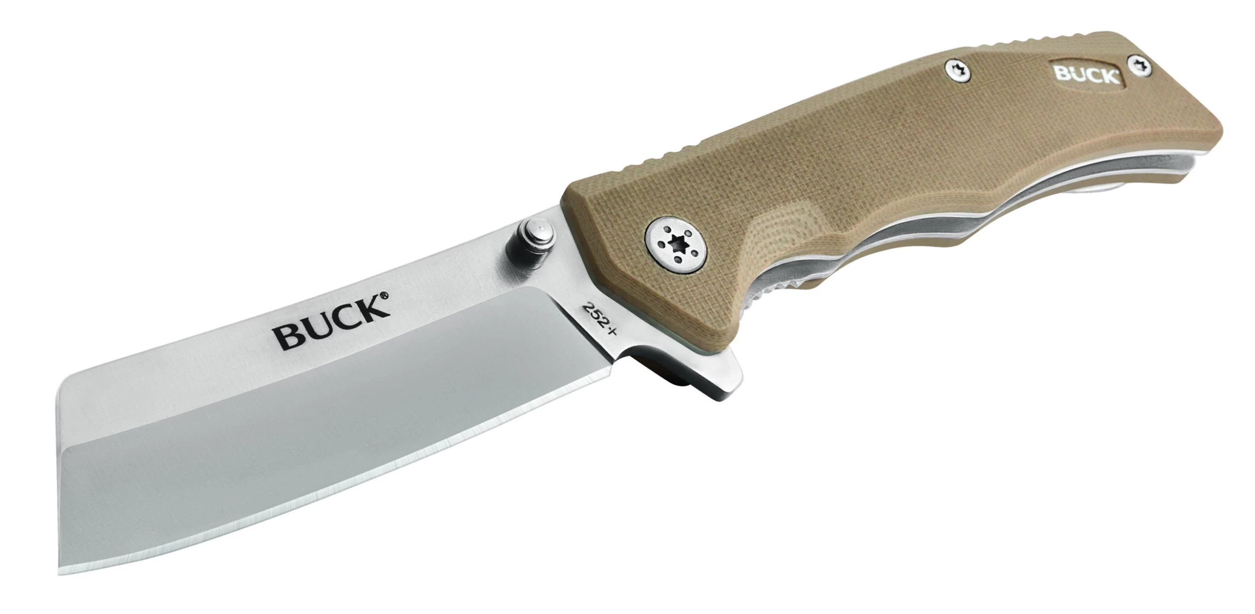 Buck Knives 252 Trunk Tan G-10 Cleaver Folding Knife W/ Clip 0252TNS-B 5 Buck Knives 252 Trunk Tan G-10 Cleaver Folding Knife W/ Clip 0252TNS-B - Image 5