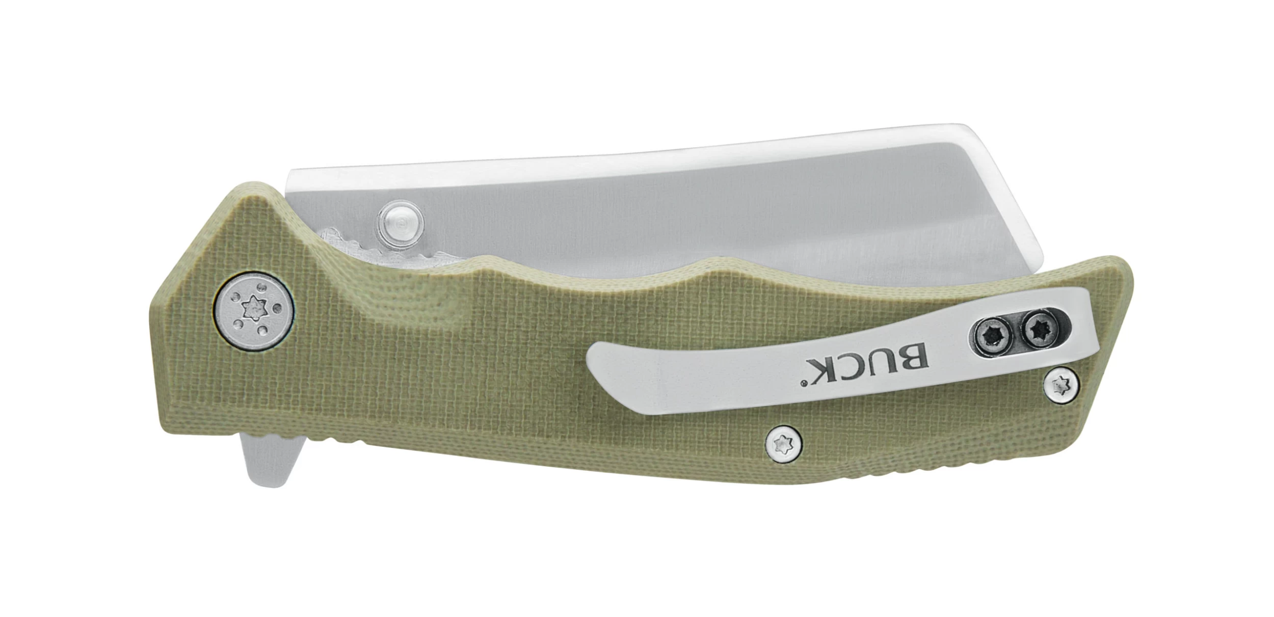 Buck Knives 252 Trunk Tan G-10 Cleaver Folding Knife W/ Clip 0252TNS-B 2 Buck Knives 252 Trunk Tan G-10 Cleaver Folding Knife W/ Clip 0252TNS-B - Image 2