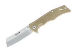 Buck Knives 252 Trunk Tan G-10 Cleaver Folding Knife W/ Clip 0252TNS-B