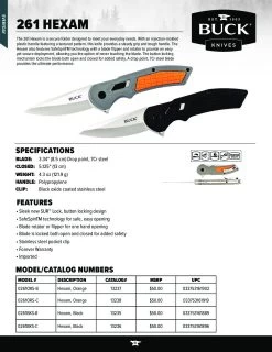 Buck Knives 261 Hexam EDC Flipper Black Folding Knife W/ Clip 0261BKS 9 Buck Knives 261 Hexam EDC Flipper Black Folding Knife W/ Clip 0261BKS -Knife discount store 261 Hexam pdf 1