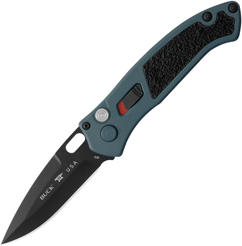 Buck Automatic Impact Knife Button Lock Black & Blue Aluminum CPM-S30V Blade 898BLS1 1 Buck Automatic Impact Knife Button Lock Black & Blue Aluminum CPM-S30V Blade 898BLS1