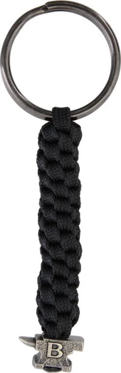 BUCK Knives Standard Black Paracord Pewter Bead Keyring Key Chain Fob KFBP